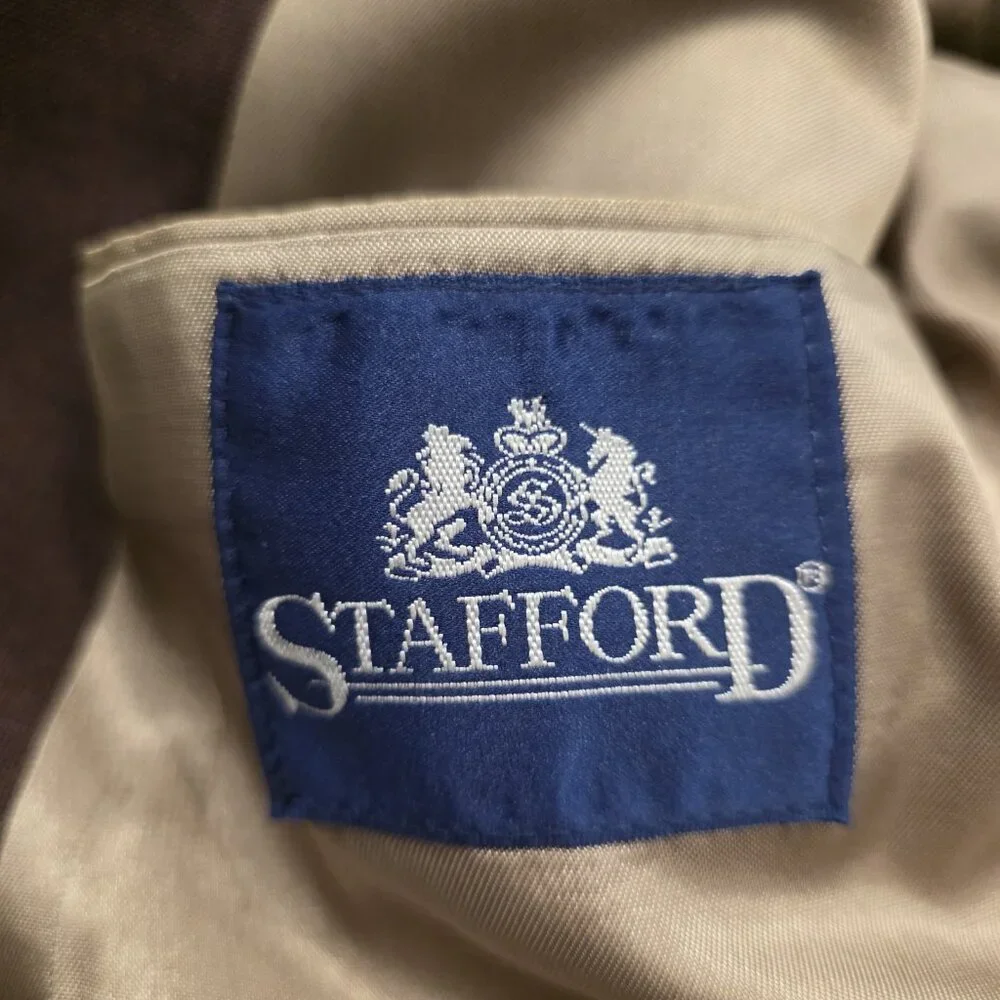 Vintage Stafford Blazer Burgundy Gold 2-Button Jacket Sport Coat‎ USA Mens 42L